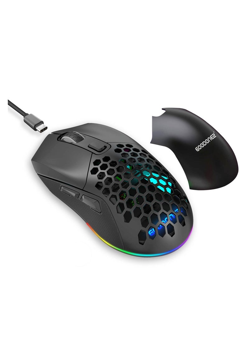 G28 Dual mode Wireless Mouse, 2.4G + BT5.1 USB Computer Mouse with 6-Level Adjustable 4800 DPI, Ergonomic Grips, 6 Buttons Portable for PC, Chromebook, Mac