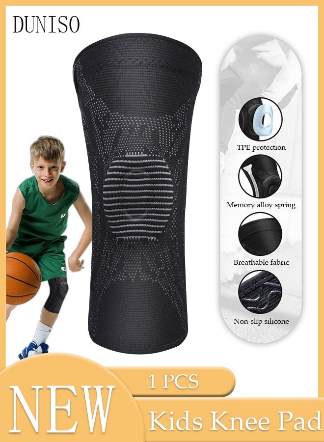 1PCS Kids Professional Knee Pad Knee Brace with Side Stabilizers and Patella Gel Pads Adjustable Compression Knee Support Braces for Knee Pain Meniscus Tear ACL MCL Arthritis Joint Pain Relief Injury