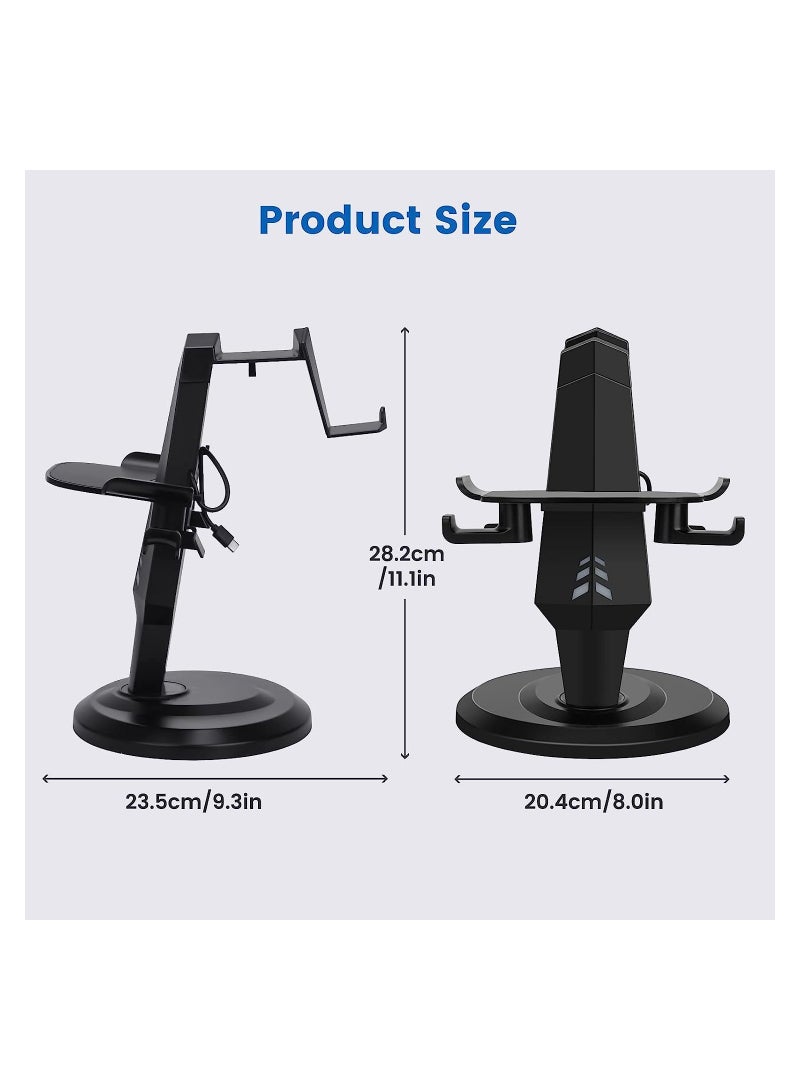 VR Stand, VR Headset Charging Dock Display Stand, Touch Controllers Accessories for Oculus Quest, Quest 2,Rift, Rift S, Valve Index, Black