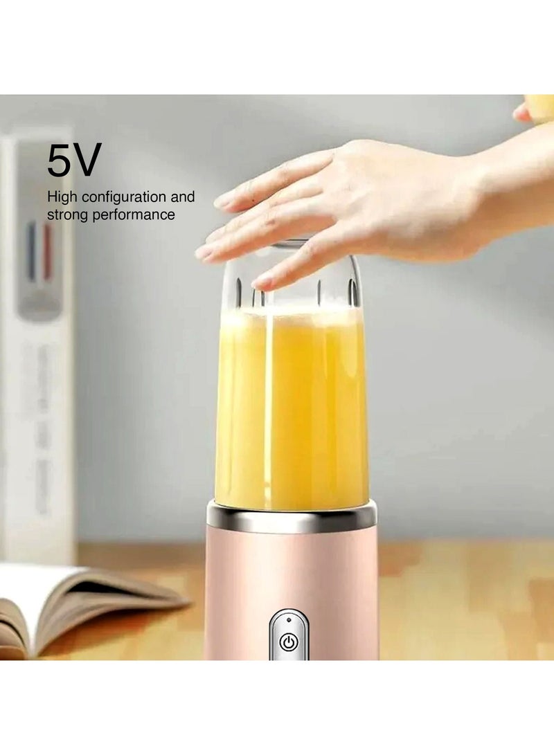 Rechargeable Electric Small Juicer Portable Personal Blender Juicer Cup 6 Blades 22000 RPM Super Long Battery Life Mini Juicer For Home Outdoor Capacity 400ML 3.7V - PINK