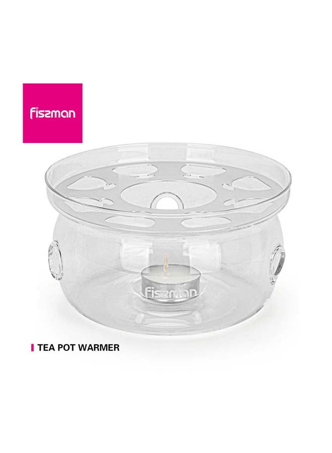 Tea Pot Warmer With Candle Heat Resistant Glass Clear 15x8cm