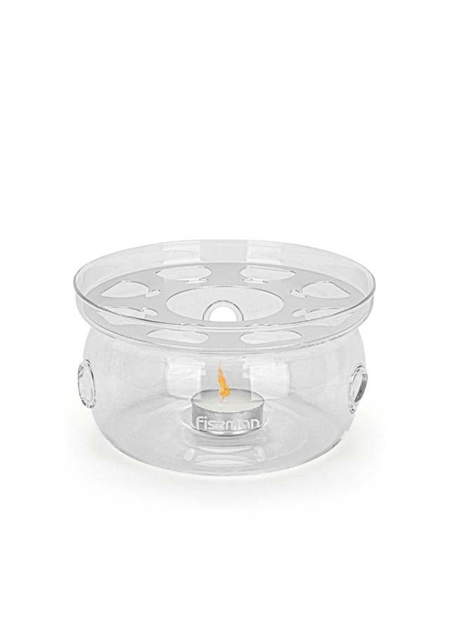 Tea Pot Warmer With Candle Heat Resistant Glass Clear 15x8cm