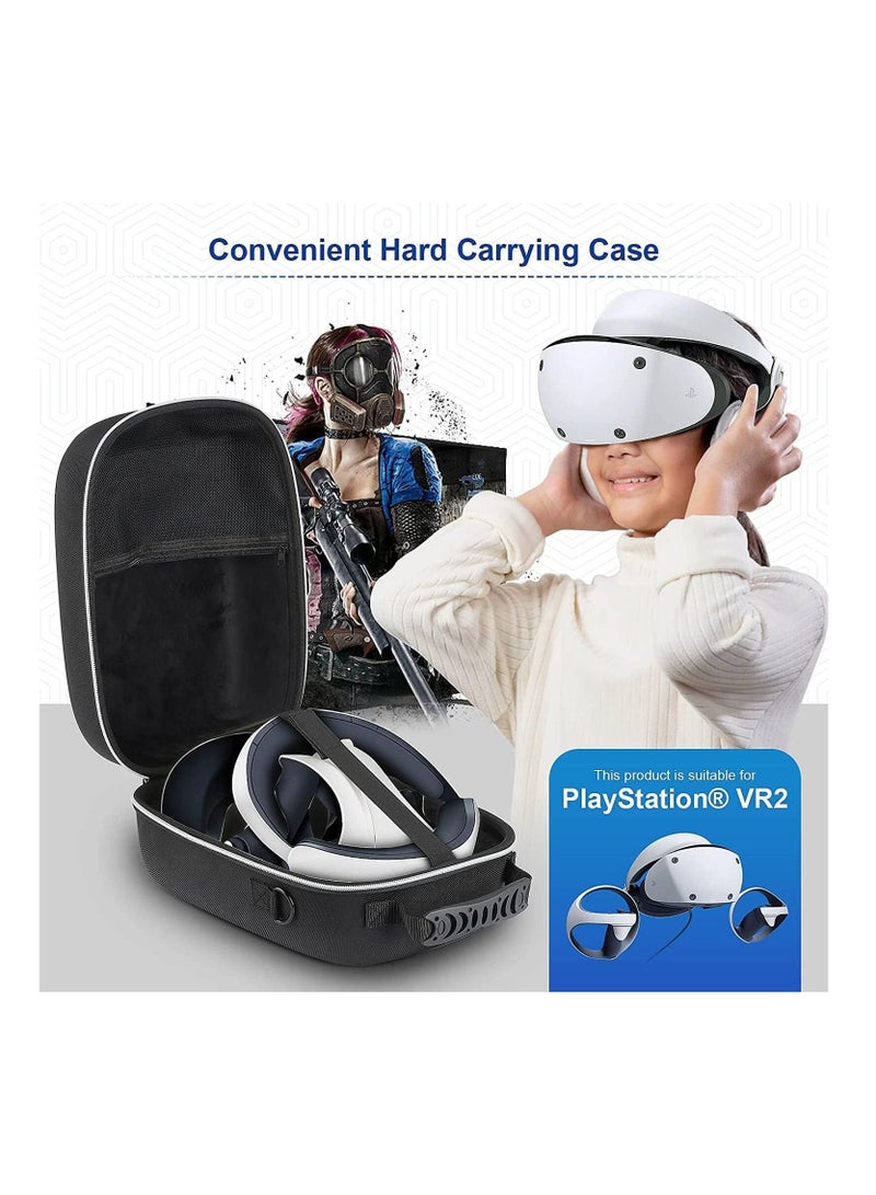 Hard Carrying Case for PlayStation VR2 All-in-One VR Gaming Headset and Touch Controllers, Portable Travel Cover Storage Bag with Shoulder Strap & Lens Cloth for PS VR2 Accessories, Black