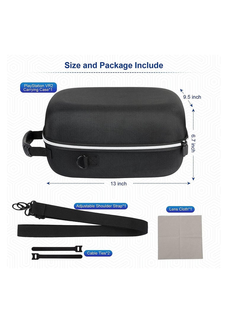 Hard Carrying Case for PlayStation VR2 All-in-One VR Gaming Headset and Touch Controllers, Portable Travel Cover Storage Bag with Shoulder Strap & Lens Cloth for PS VR2 Accessories, Black