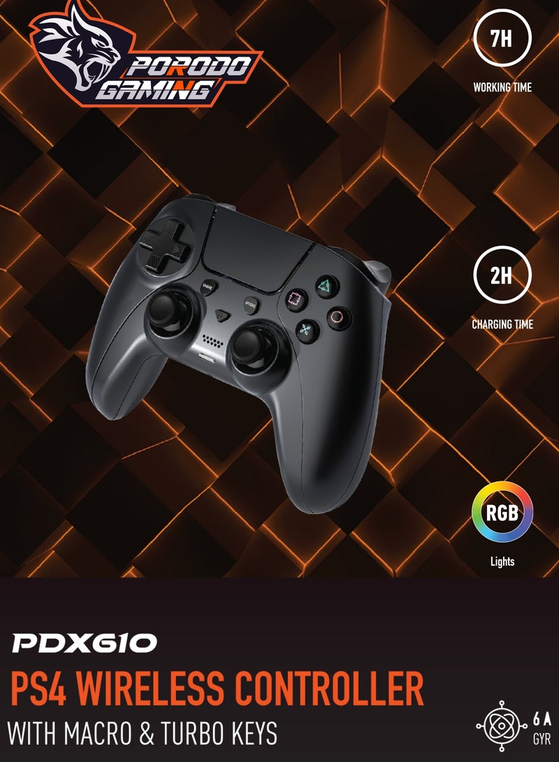 Porodo Gaming PS4 Gamepad Controller 600mAh - Black Phantom