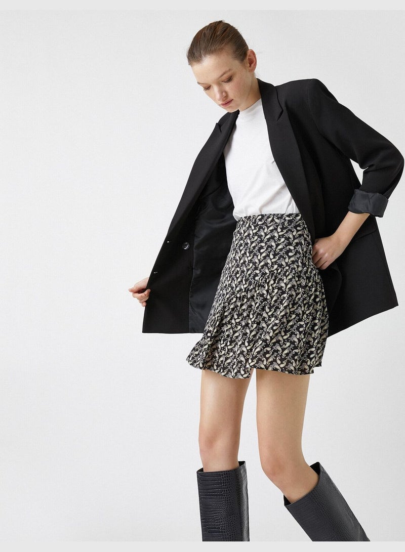 Paisley Pleated Mini Skirt