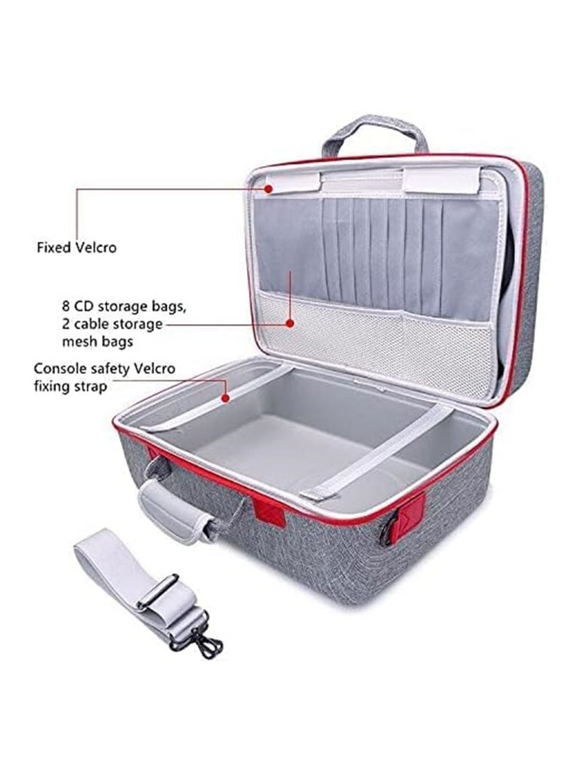 Storage Bag For PS5-Shockproof Hard Shell Bag- Luxury Waterproof Shoulder Bag For Playstation 5,Console & Accessories Storage Organizer (gray)