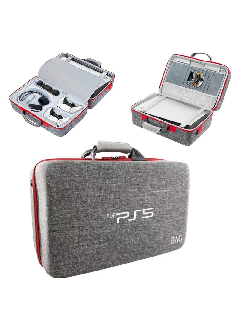 Storage Bag For PS5-Shockproof Hard Shell Bag- Luxury Waterproof Shoulder Bag For Playstation 5,Console & Accessories Storage Organizer (gray)