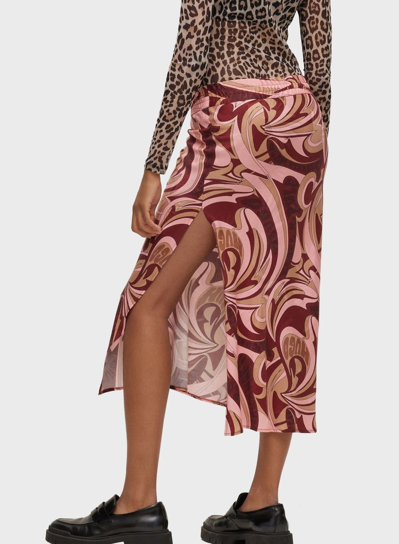 Side Slit Printed Skirt