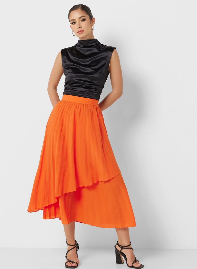 High Waist Pleated Skirt