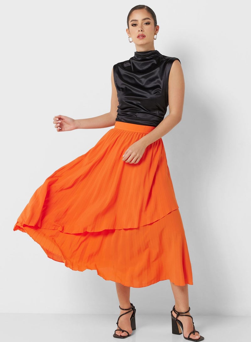 High Waist Pleated Skirt