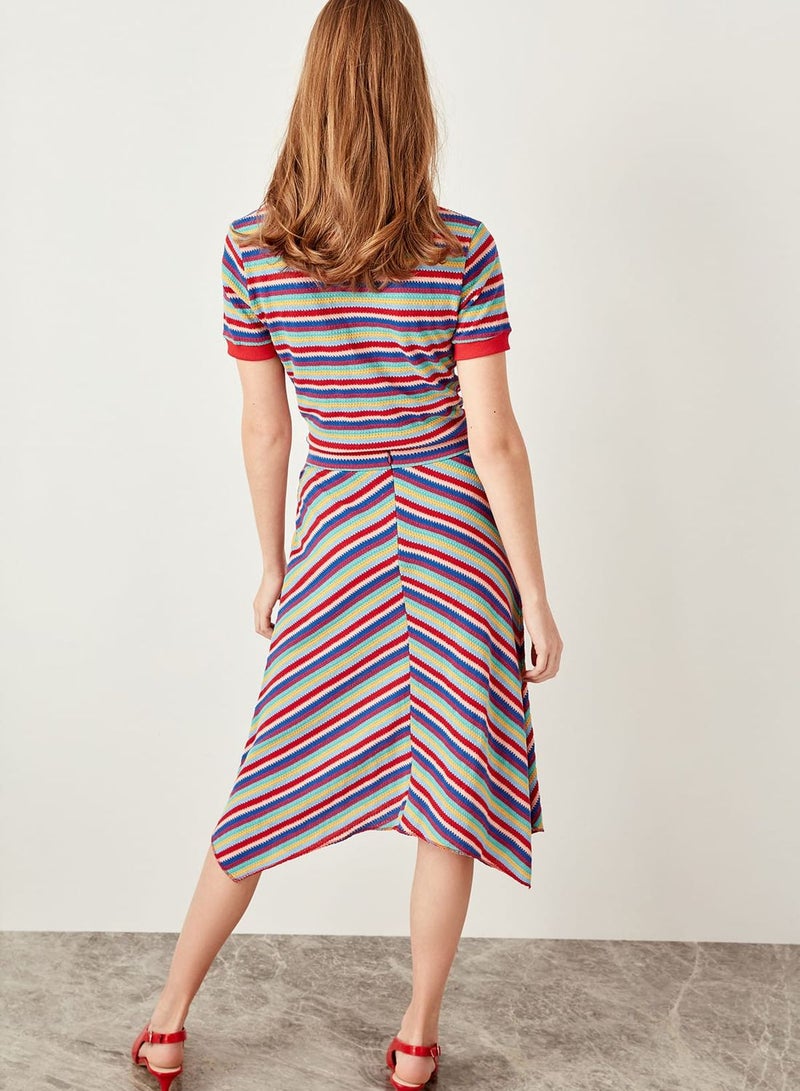 Asymmetric Striped Skirt