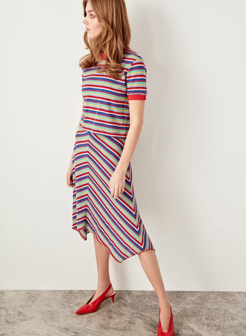 Asymmetric Striped Skirt