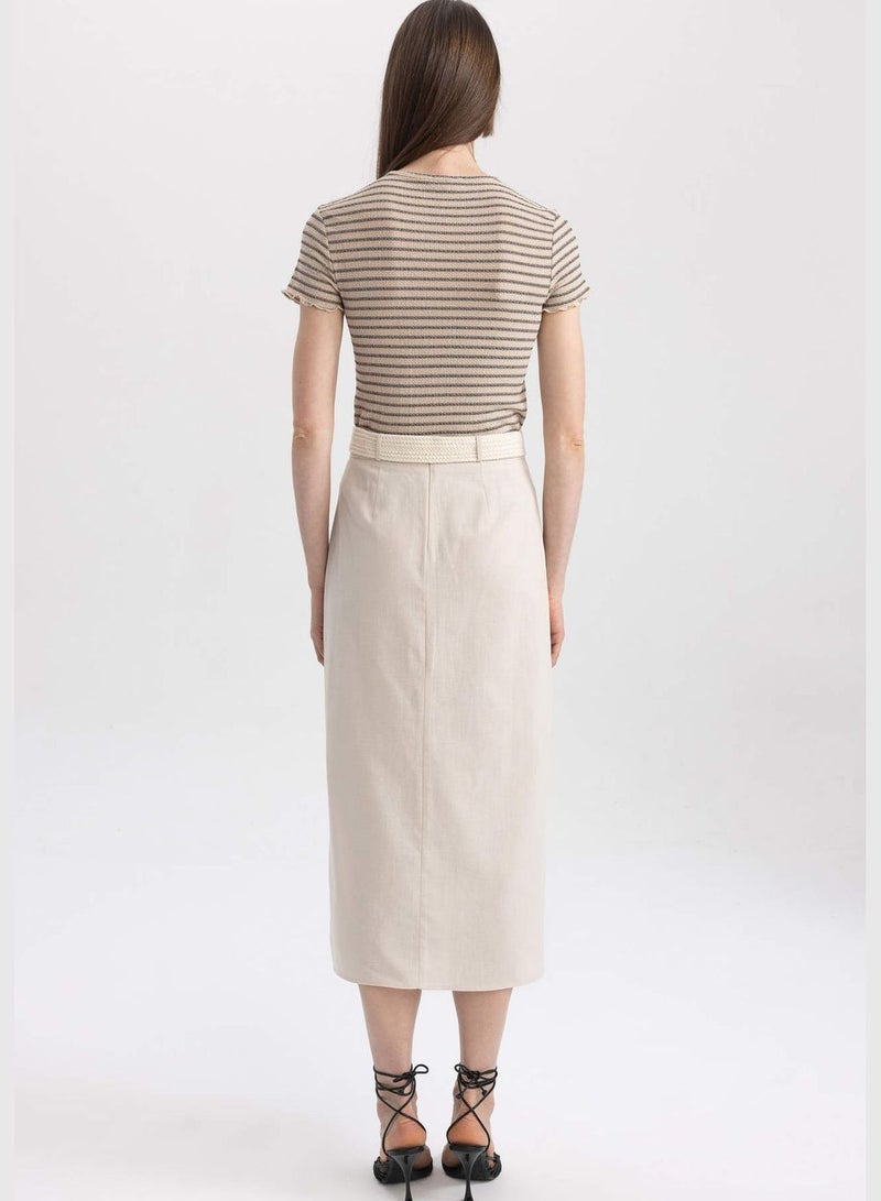 Woman Straight Woven Skirt