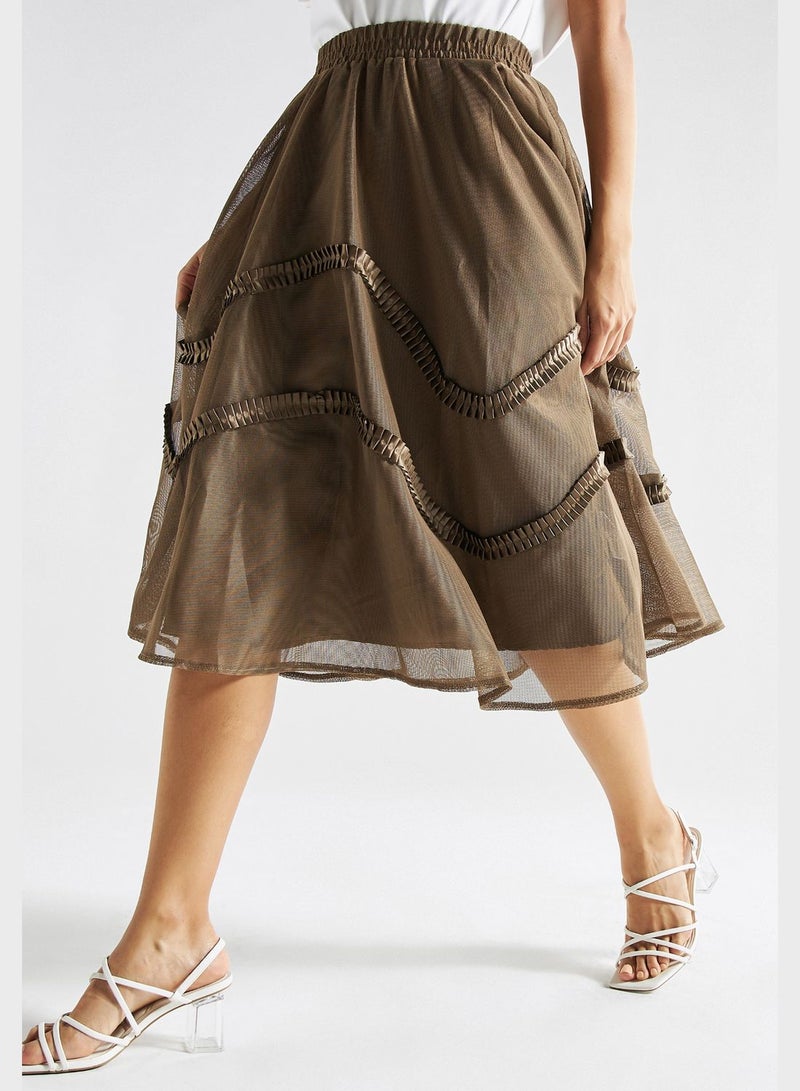 Lace Detail High Waist Skirt