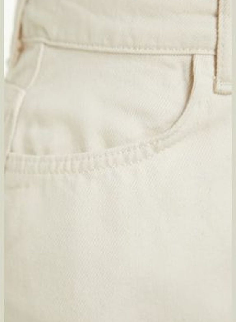 Ecru Button Detailed High Waist Denim Skirt TWOSS23ET00359