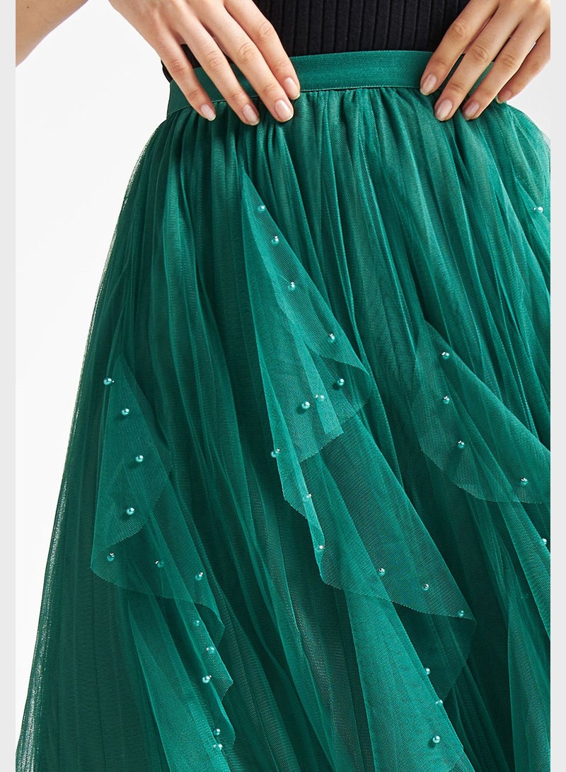 Embellished Pleated Skirt