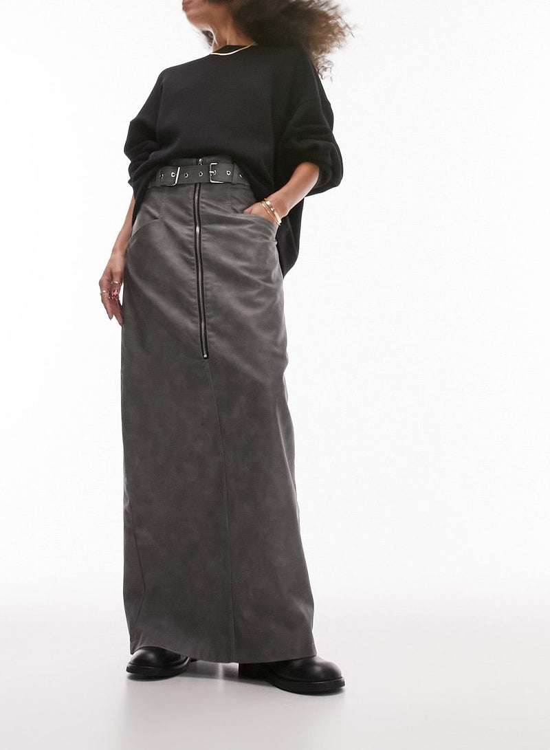 Belted Pocket Detail Skirt