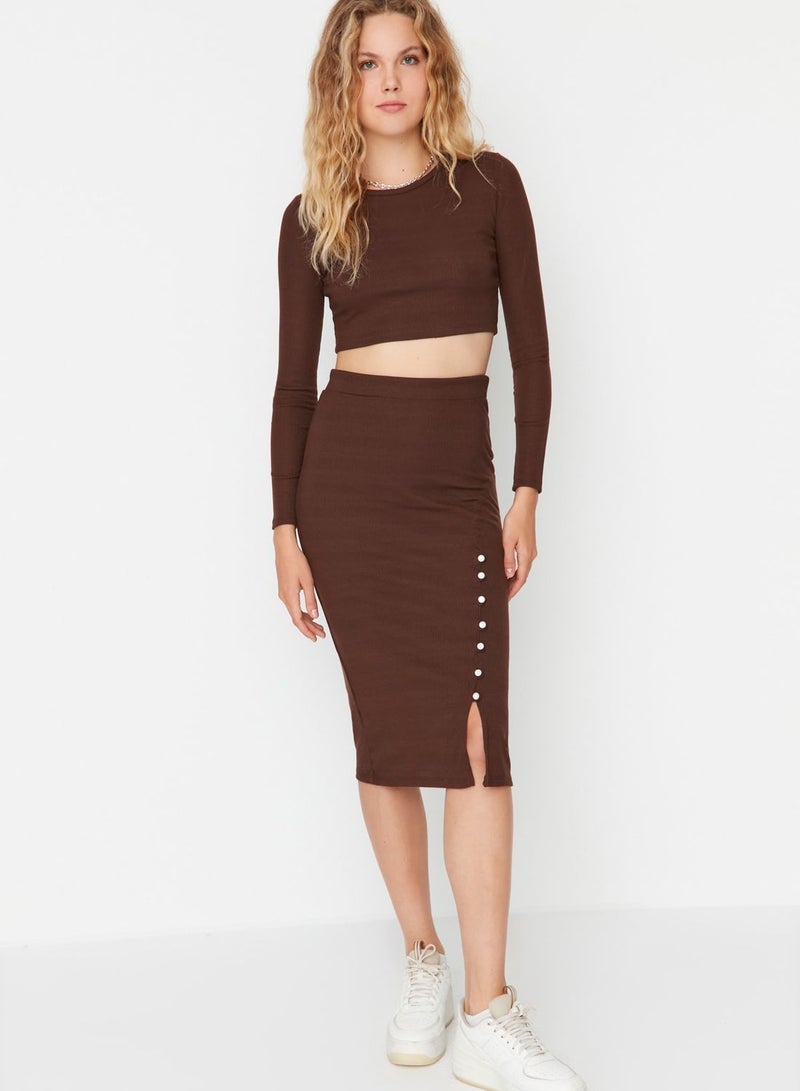 Crew Neck Crop Top & Midi Skirt Set