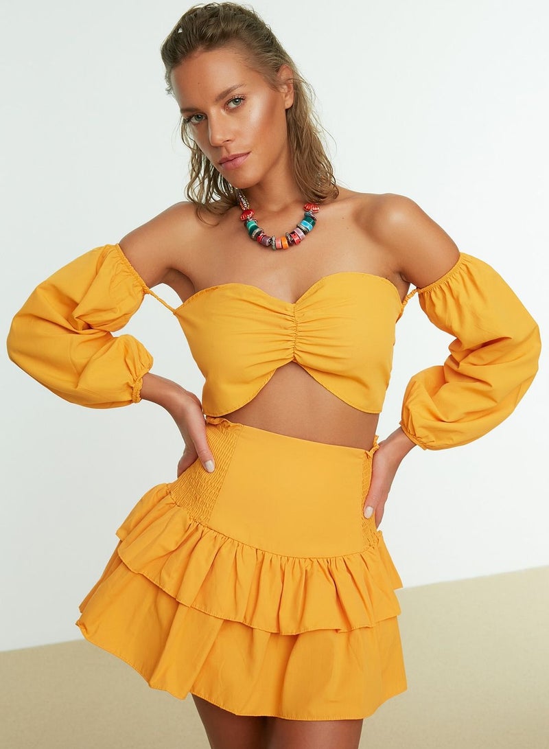 Bardot Crop Top & Skirt Set