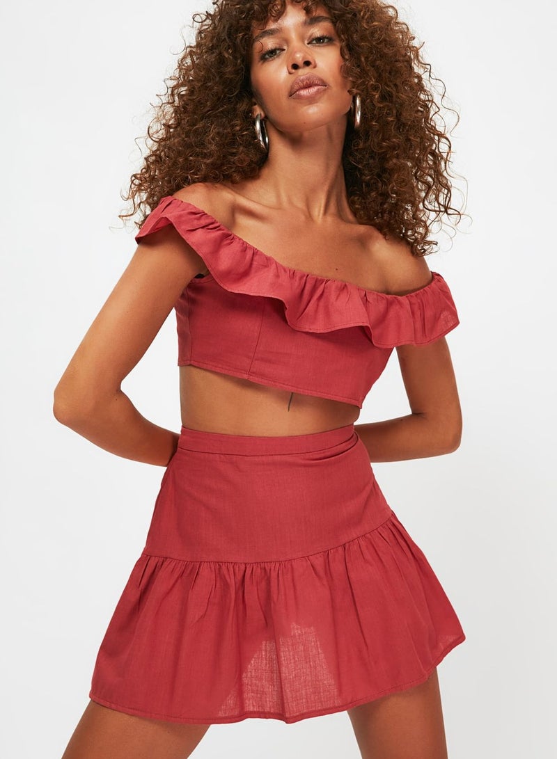 Ruffle Detail Top & Skirt Set