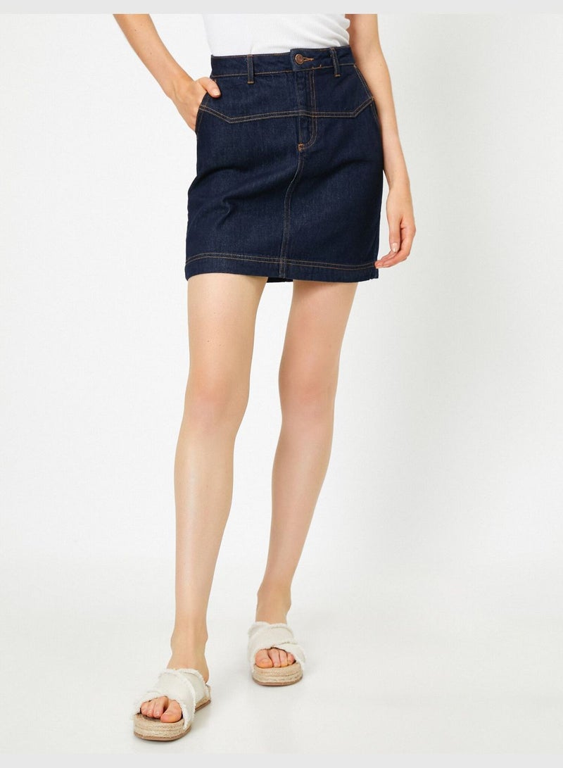 Pocket Detailed Jean Skirt