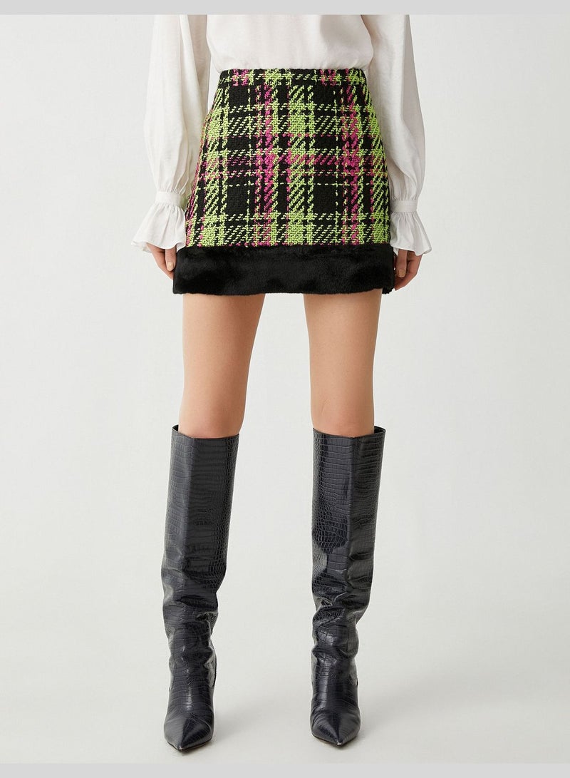 Plushy Detail Tweed Mini Skirt