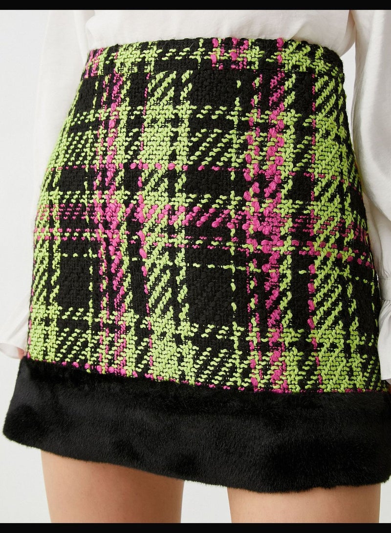 Plushy Detail Tweed Mini Skirt