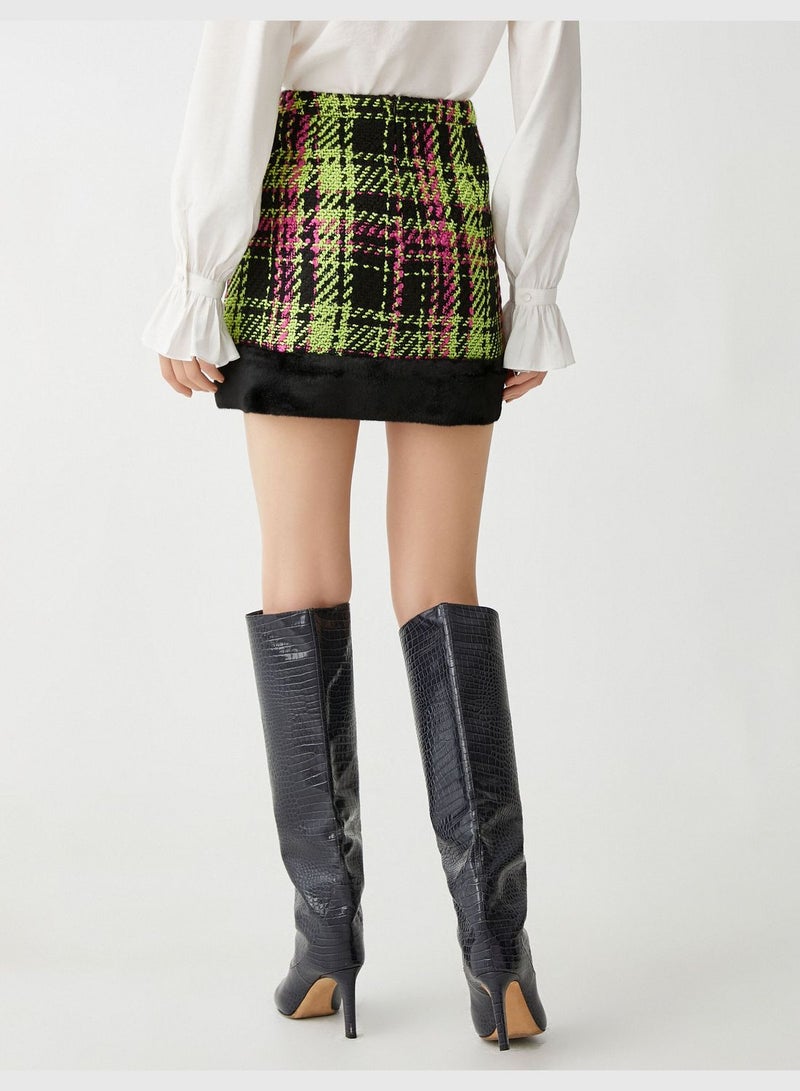 Plushy Detail Tweed Mini Skirt