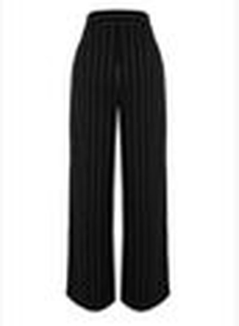 Black Wide Leg Glitter Detailed Striped Woven Trousers TWOSS23PL00223