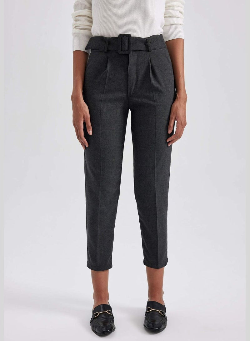 Slim Fit High Waisted Ankle Chinos