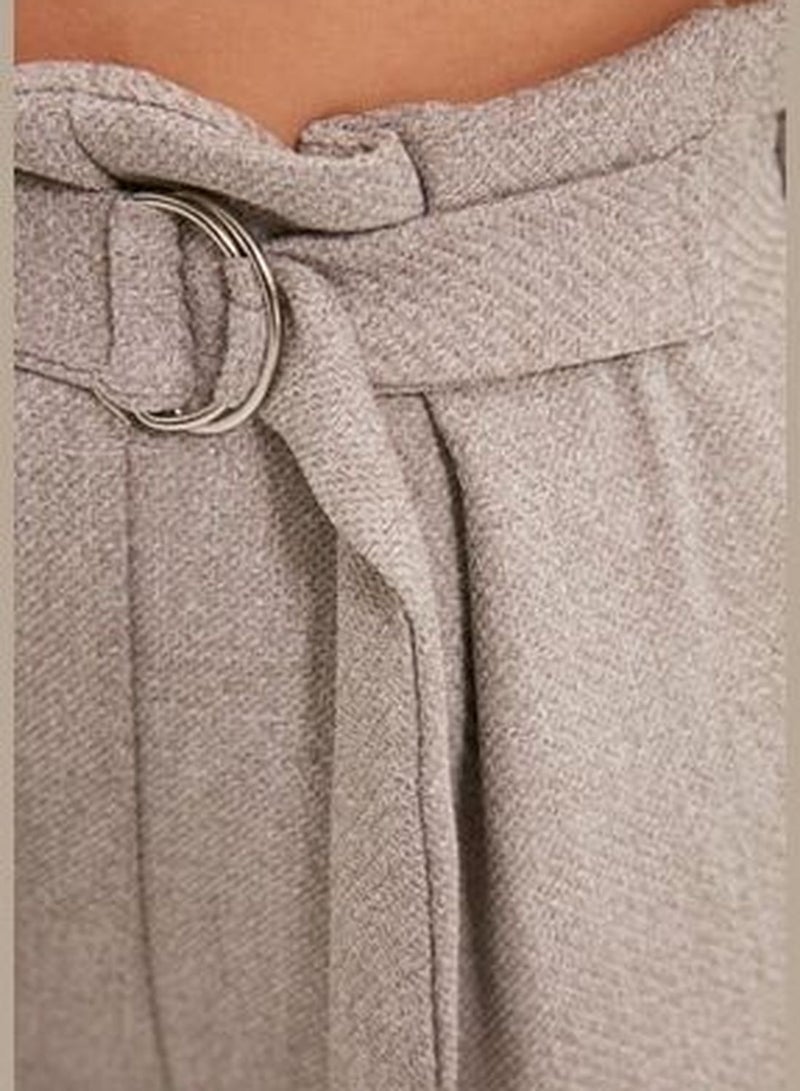 Gray Cigarette Tie Woven Trousers TWOAW21PL0316