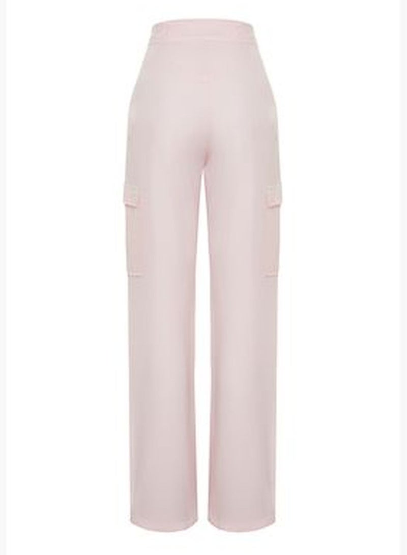 Pink Cargo Wide Leg Contrast Stitch Detail Woven Trousers TWOSS21PL0288