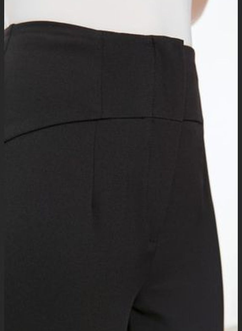 Black Cigarette Skinny Leg Waist Stitching Detail Woven Trousers TWOSS20PL0388