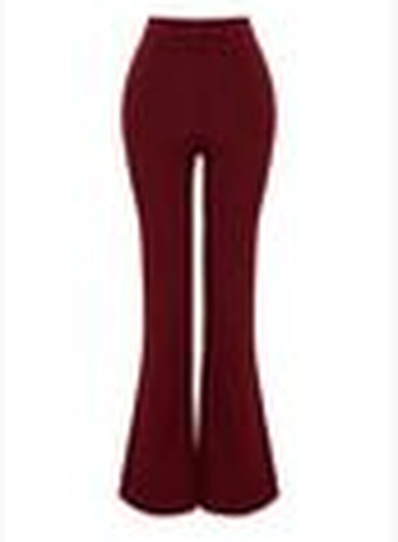 Burgundy Flare Flare High Waist Woven Trousers TWOAW20PL0094