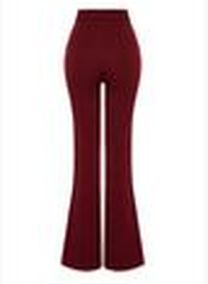 Burgundy Flare Flare High Waist Woven Trousers TWOAW20PL0094