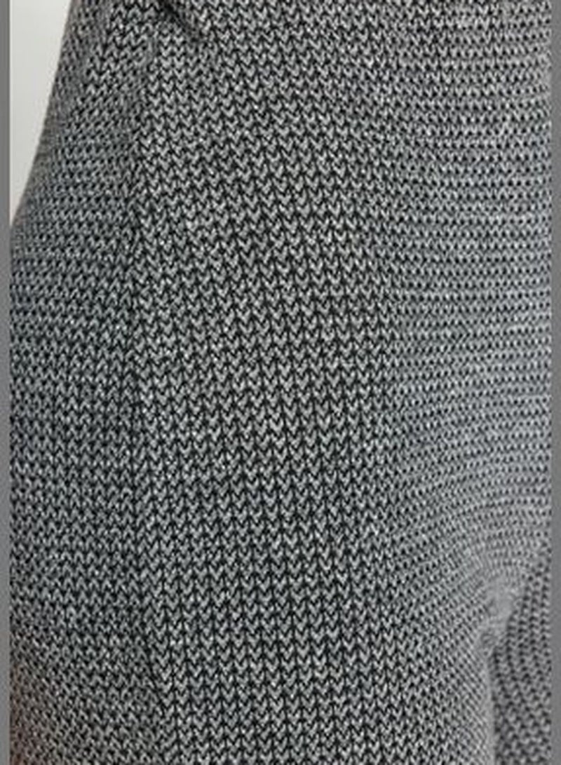 Gray Patterned High Waist Flare/Flare-Up Knitted Pants Trousers TWOAW24PL00178