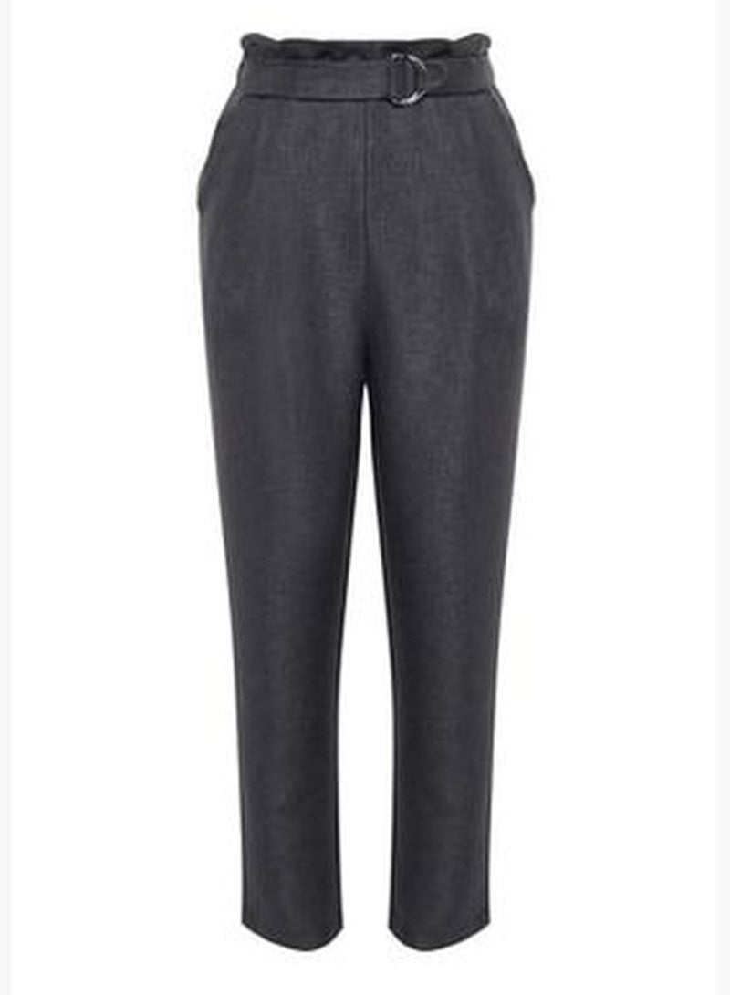 Anthracite Cigarette Woven Tie Trousers TWOAW21PL0316
