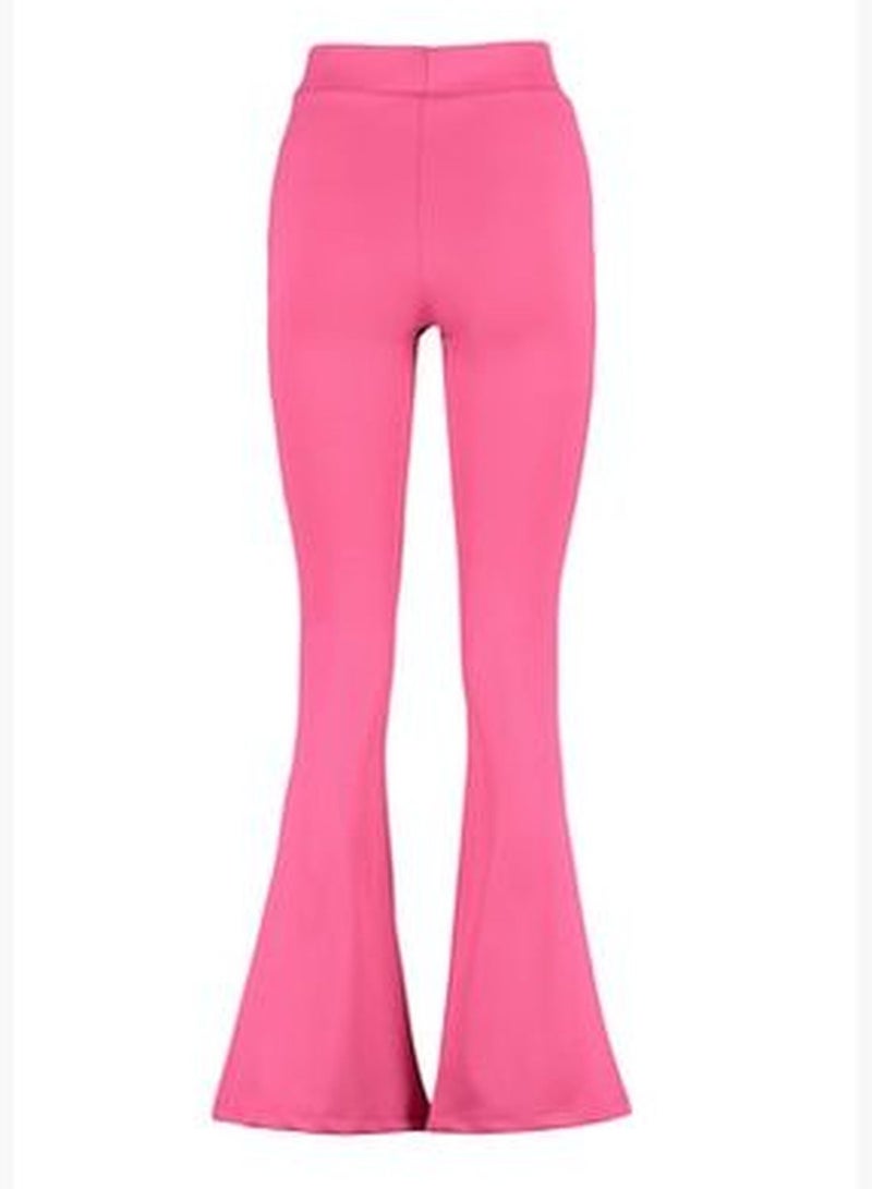 Fuchsia Corduroy Flare/Flare-Down Leg High Waist Knitted Knitted Leggings Trousers TWOSS23PL00135