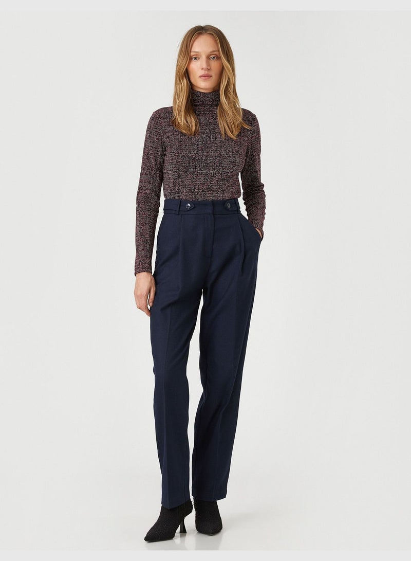 Belt Detail Pleated Carrot Trousers