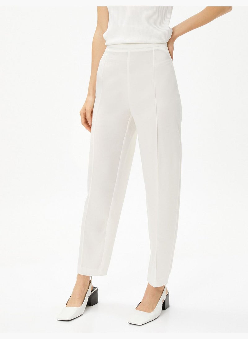 Medium Rise Ribbed Slim Fit Trousers