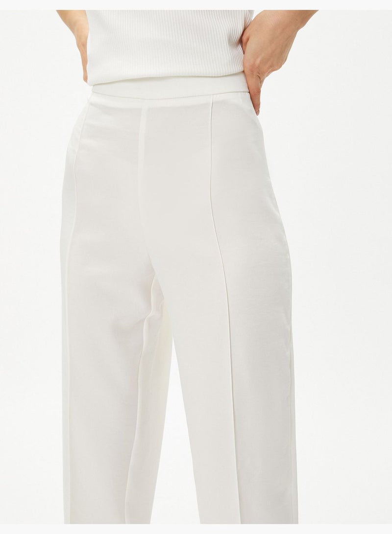 Medium Rise Ribbed Slim Fit Trousers