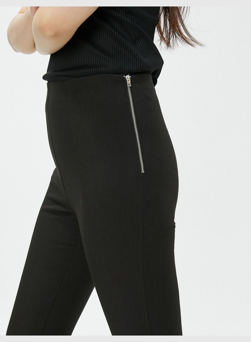 High Rise Zipper Detail Skinny Trousers