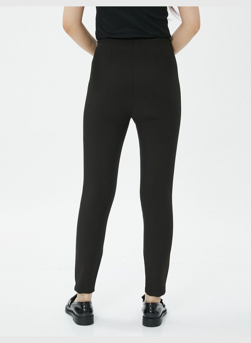 High Rise Zipper Detail Skinny Trousers