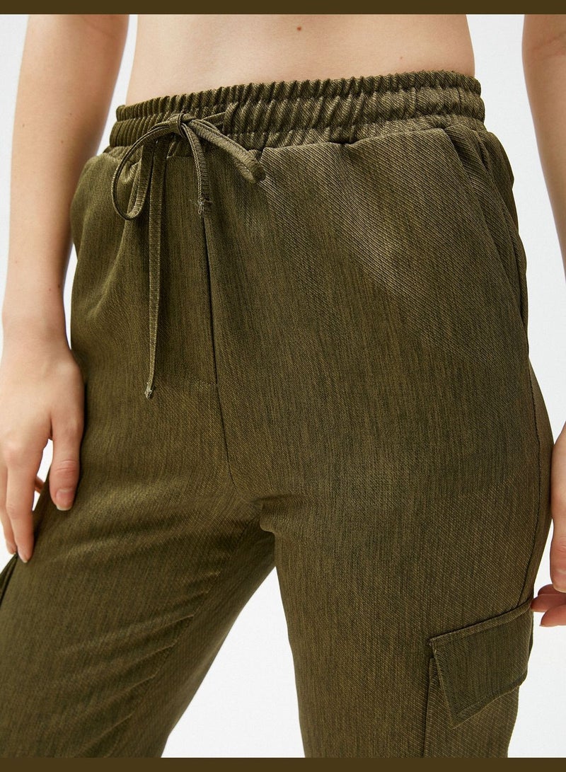 Pocket Detail Drawstring Elastic Waist Cargo Trousers