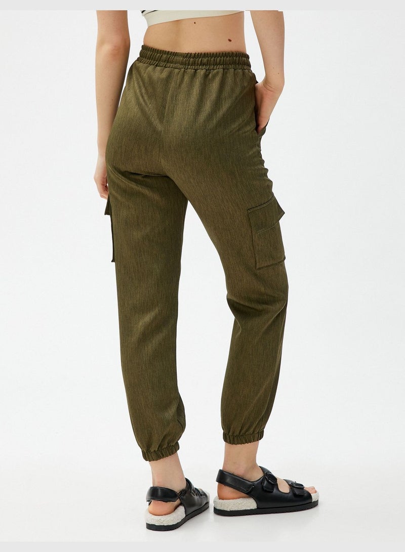 Pocket Detail Drawstring Elastic Waist Cargo Trousers