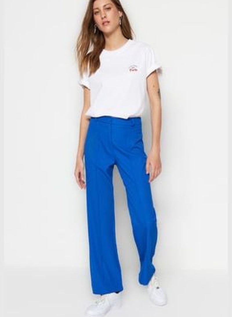 Saks Straight High Waist Rib Stitched Woven Trousers TWOSS21PL0093