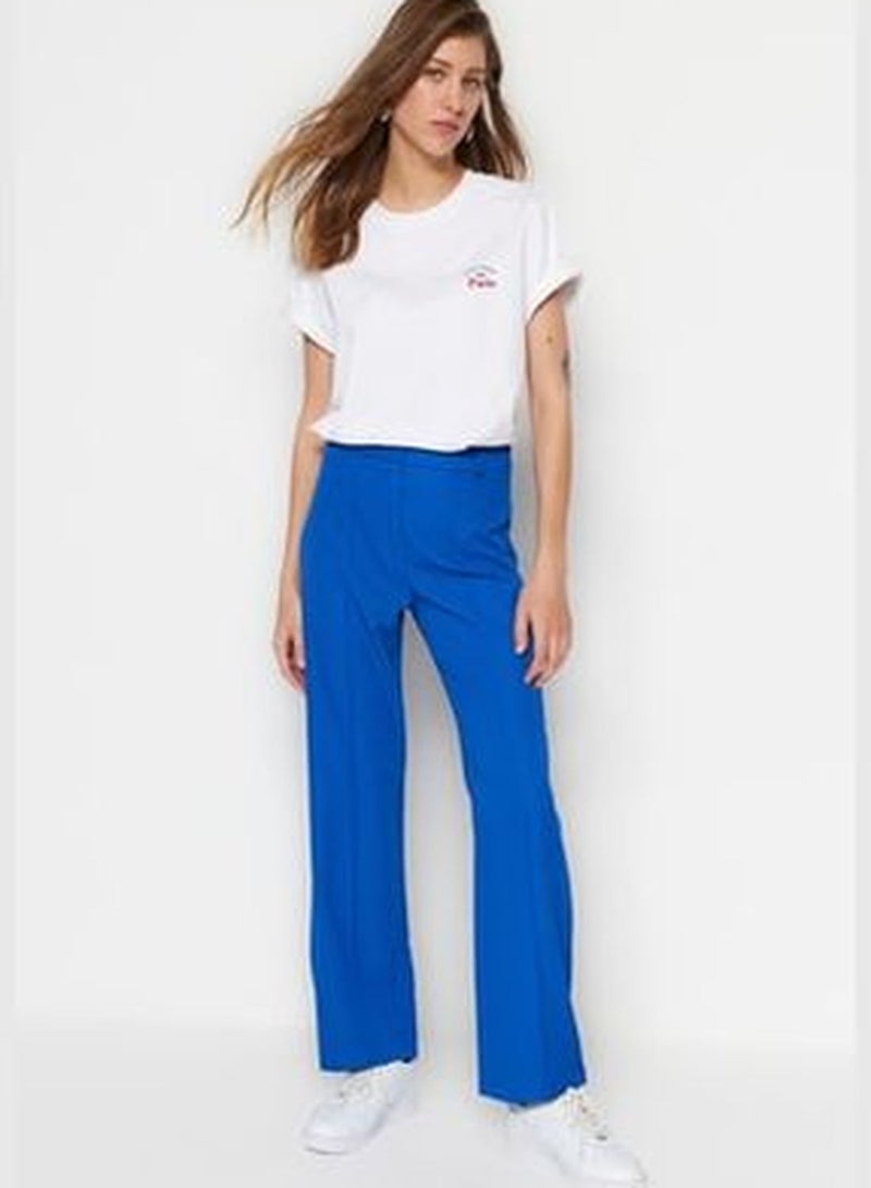Saks Straight High Waist Rib Stitched Woven Trousers TWOSS21PL0093