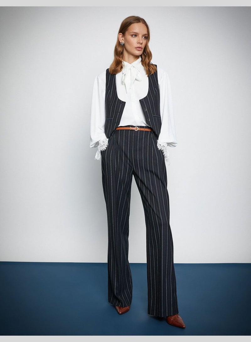 Waist Detail Pleated Palazzo Trousers