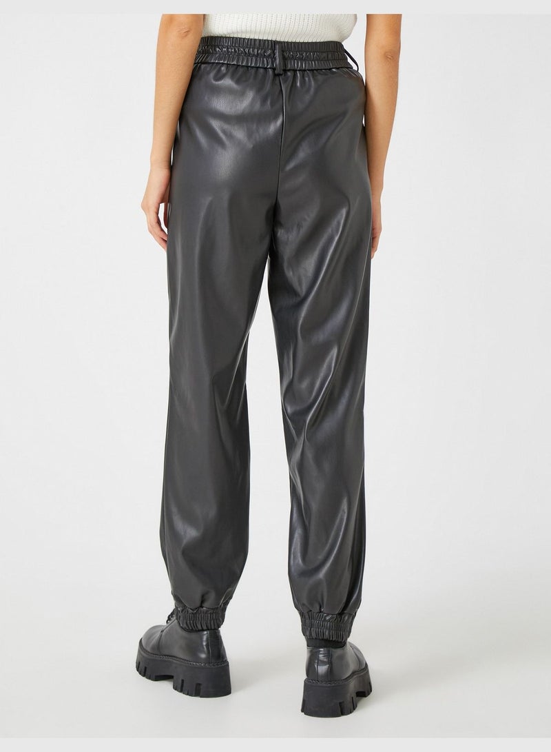 Jogger Trousers Faux Leather